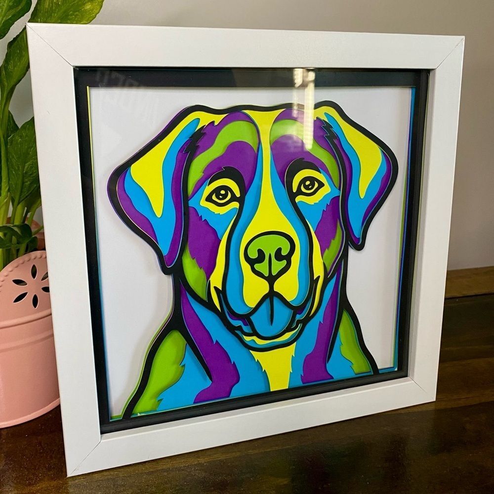 3D Labrador Multicolor Shadowbox - Picture 2 of 8